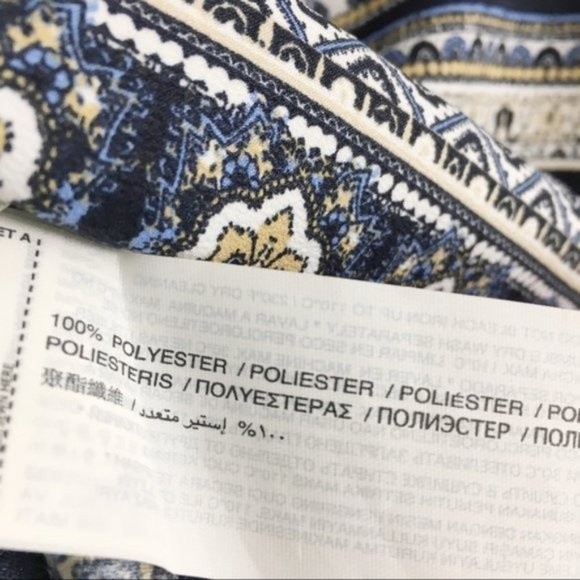 Mango MNG Basics Size XXS Blue Geometric Print Cap Sleeve Handkerchief Dress - Picture 8 of 9